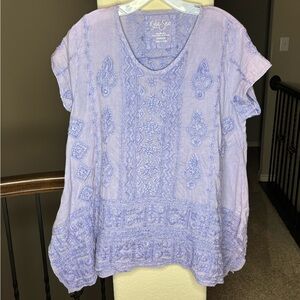 Kyla Seo Jamila Lavender Blue Embroidered Top Size M